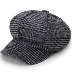 Classic Plaid Pattern Beret Lightweight Newsboy Hat Vintage