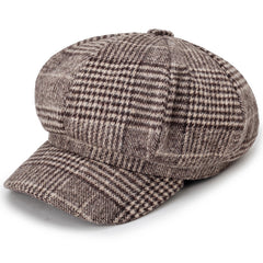 Classic Plaid Pattern Beret Lightweight Newsboy Hat Vintage