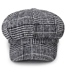 Classic Plaid Pattern Beret Lightweight Newsboy Hat Vintage