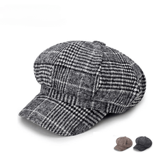 Classic Plaid Pattern Beret Lightweight Newsboy Hat Vintage