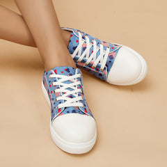 Heart Flag Canvas Shoes Women's Casual Lace Up Sneakers Lightweight