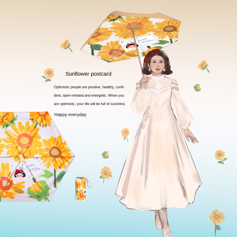 Portable Floral Sunshade Umbrella Rain Or Shine Dual-use Umbrella
