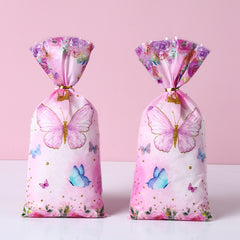 50pcs Pink Butterfly Candy Gift Bags for Girls Birthday Baby Shower Wedding