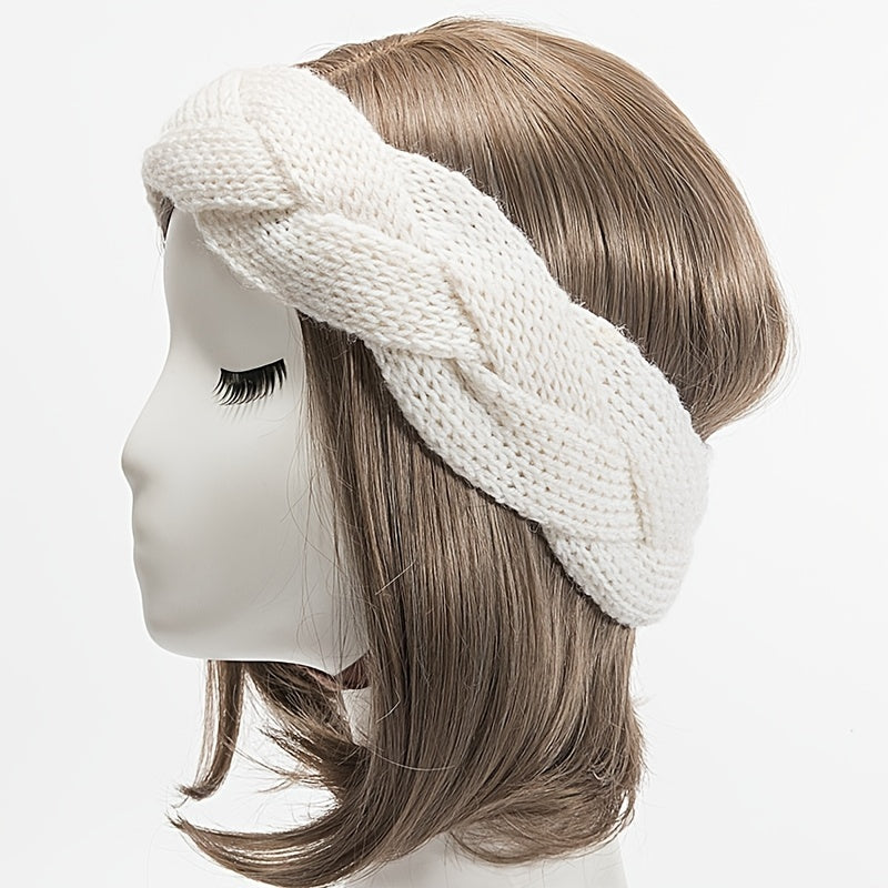 Braided Knit Headband Windproof Ear Protection Hair Band Soft Elastic Headband