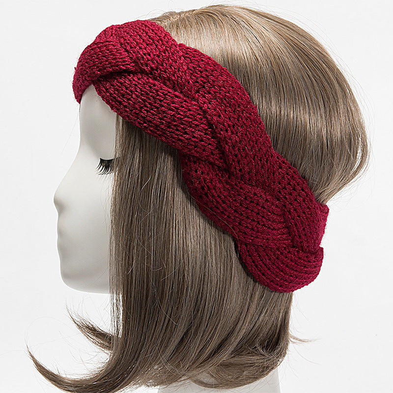 Braided Knit Headband Windproof Ear Protection Hair Band Soft Elastic Headband
