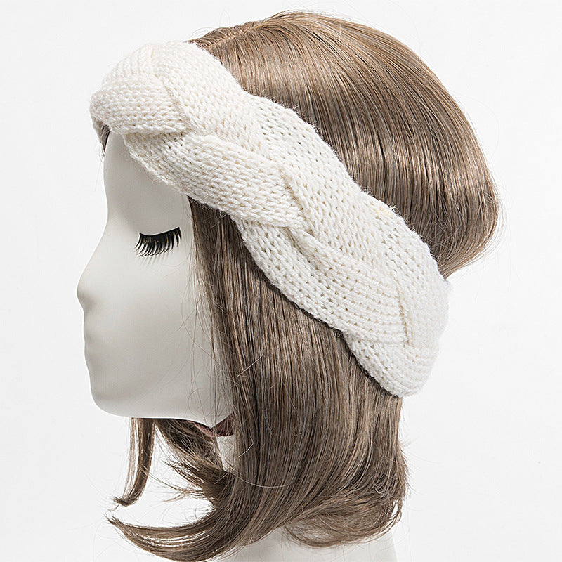 Braided Knit Headband Windproof Ear Protection Hair Band Soft Elastic Headband
