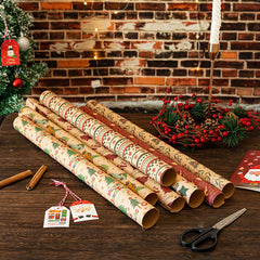 4pcs Christmas Gift Wrapping Set Santa Claus Christmas Tree Leather Paper