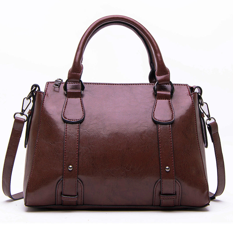 Retro Style Vegan Leather Tote Bag Crossbody Satchel Purse