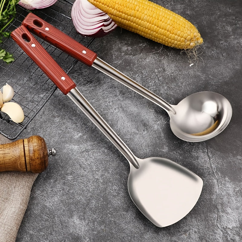 Stainless Steel Cooking Spatula Spoon Kitchen Utensils Anti scalding Handle