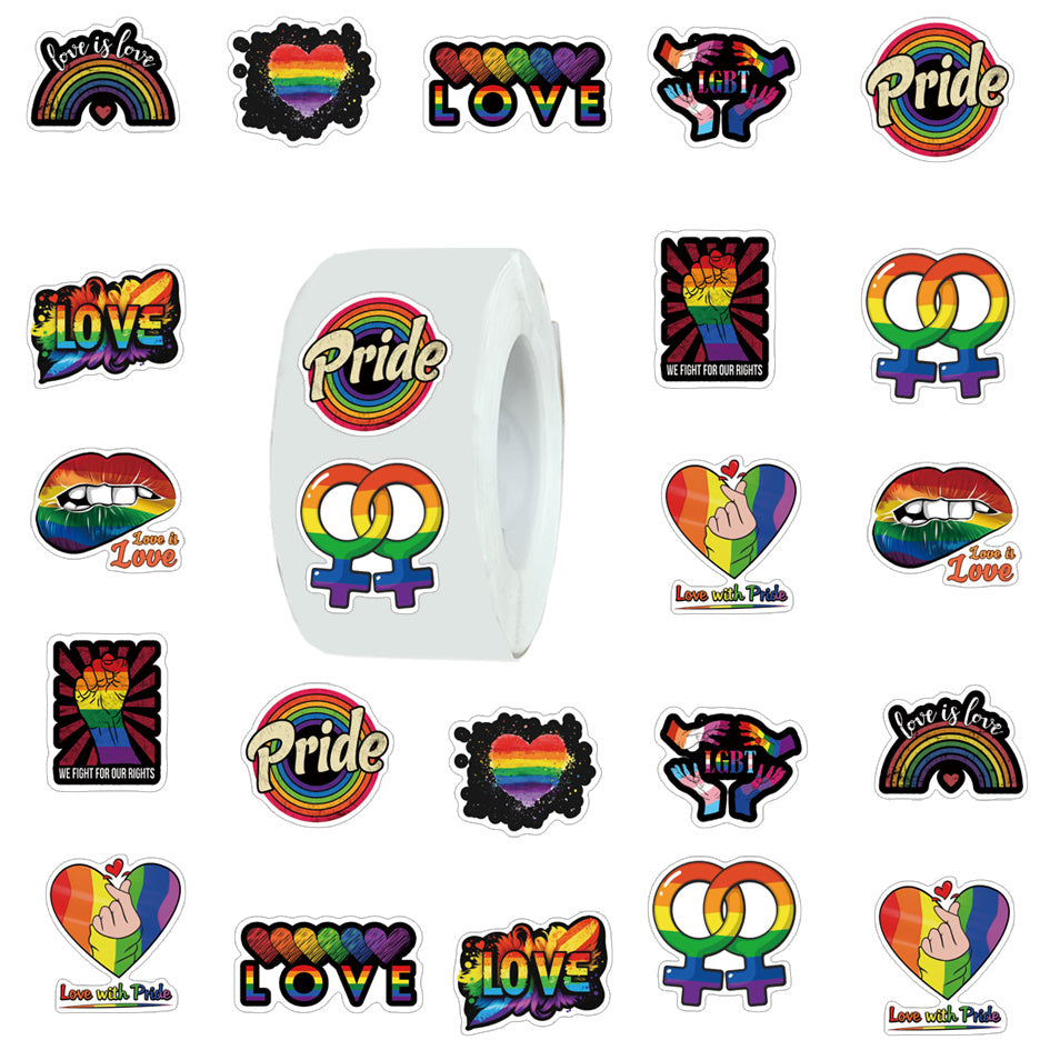 500 Love With Pride Gender Label Stickers 10 Patterns Paper Tape Set