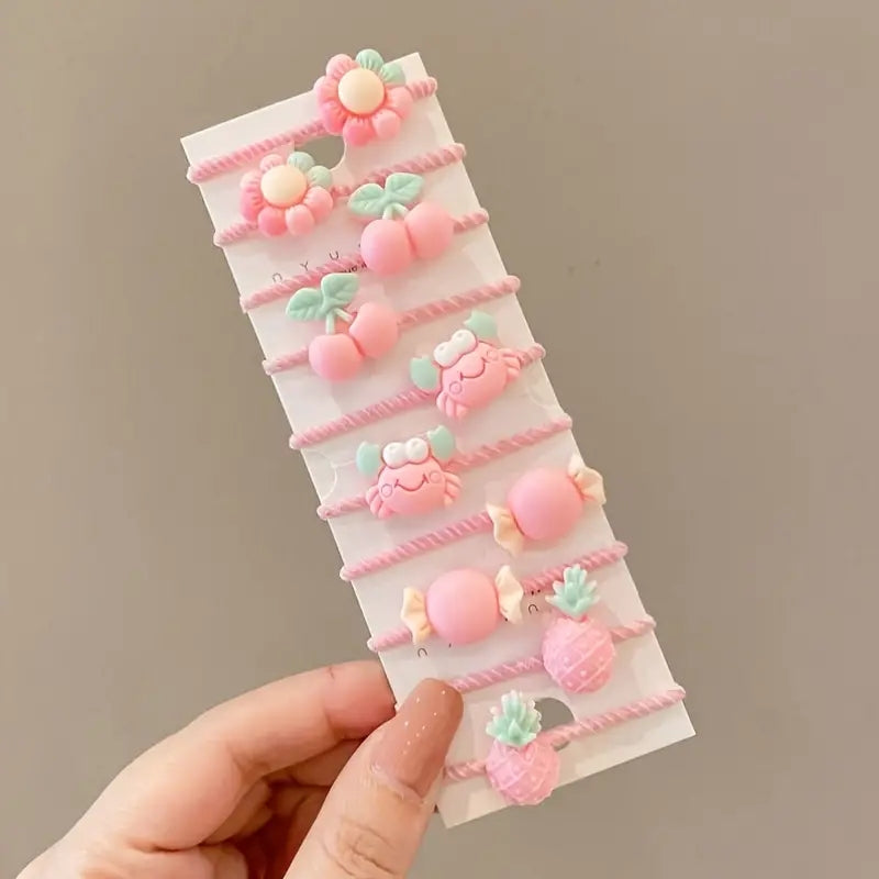 10pcs Flower Rubber Bands Hair Rope for Girls
