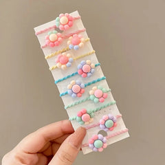 10pcs Flower Rubber Bands Hair Rope for Girls