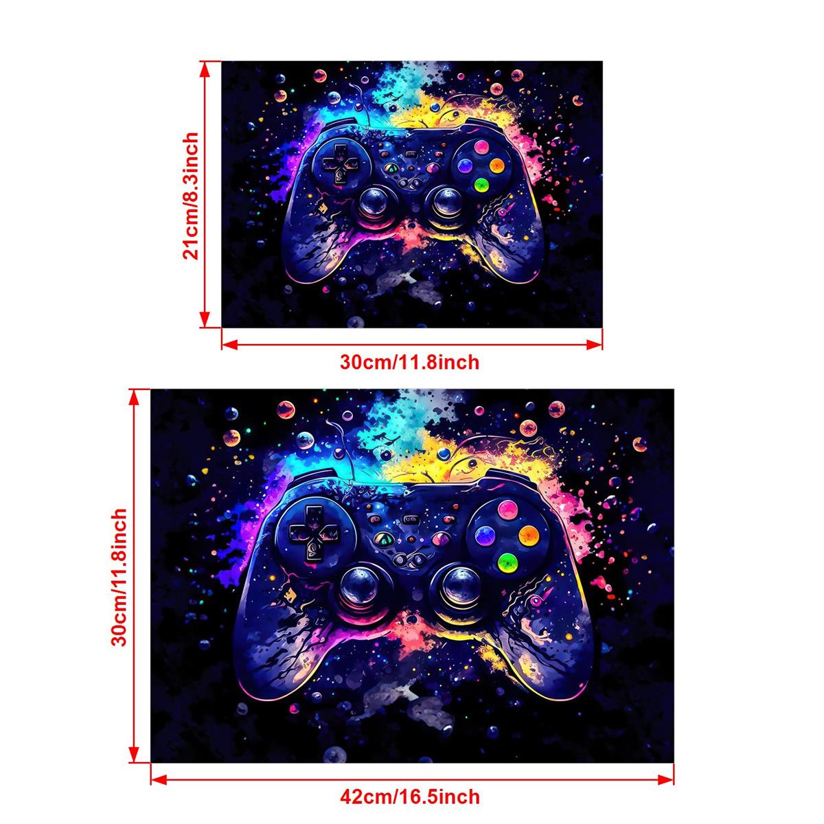 Neon Light Game Controller Canvas Wall Art