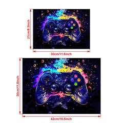 Neon Light Game Controller Canvas Wall Art