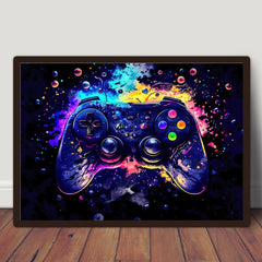 Neon Light Game Controller Canvas Wall Art