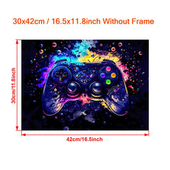 Neon Light Game Controller Canvas Wall Art