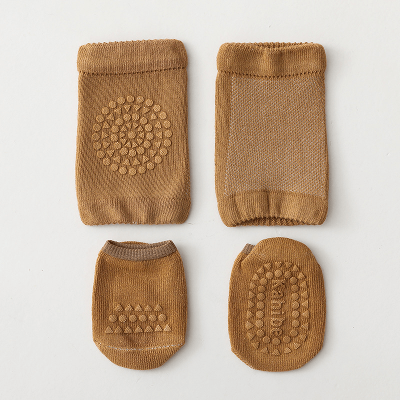 Kids Cotton Knee Pads & Socks Set Non Slip Floor Socks