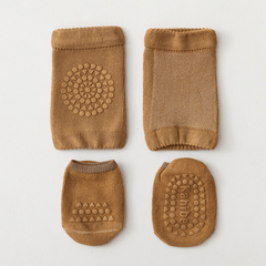 Kids Cotton Knee Pads & Socks Set Non Slip Floor Socks