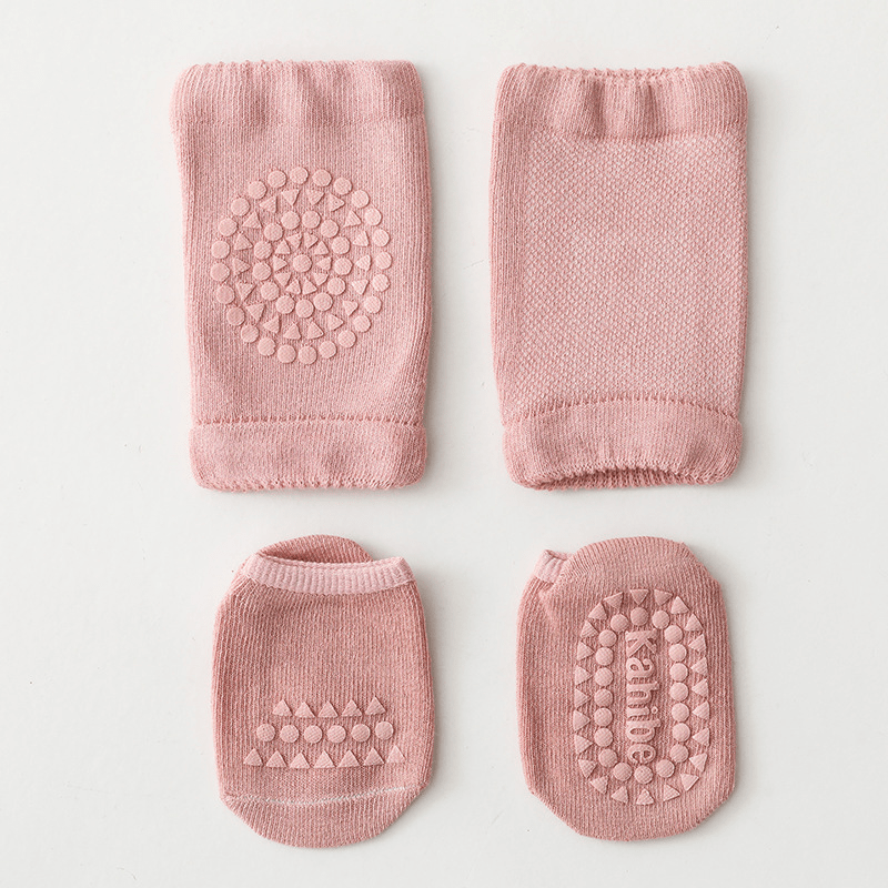 Kids Cotton Knee Pads & Socks Set Non Slip Floor Socks
