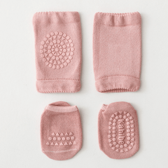 Kids Cotton Knee Pads & Socks Set Non Slip Floor Socks