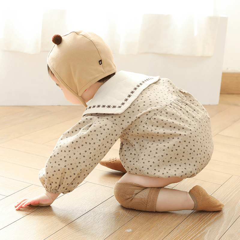 Kids Cotton Knee Pads & Socks Set Non Slip Floor Socks