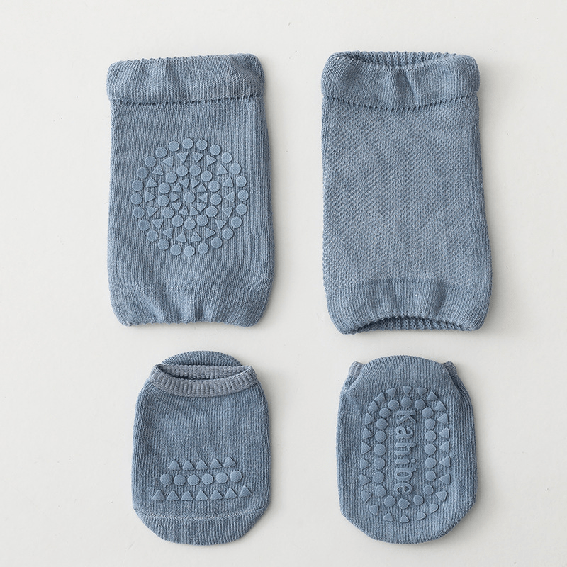 Kids Cotton Knee Pads & Socks Set Non Slip Floor Socks