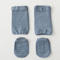 Kids Cotton Knee Pads & Socks Set Non Slip Floor Socks