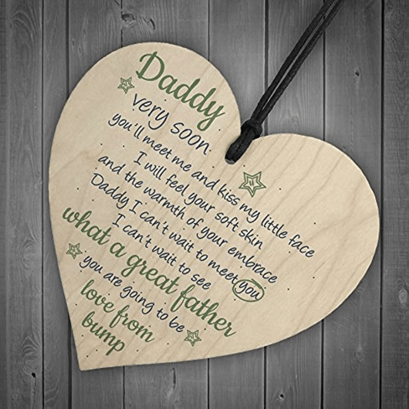 Wooden Heart Father Son Daughter Card Daddy To Be Keepsake