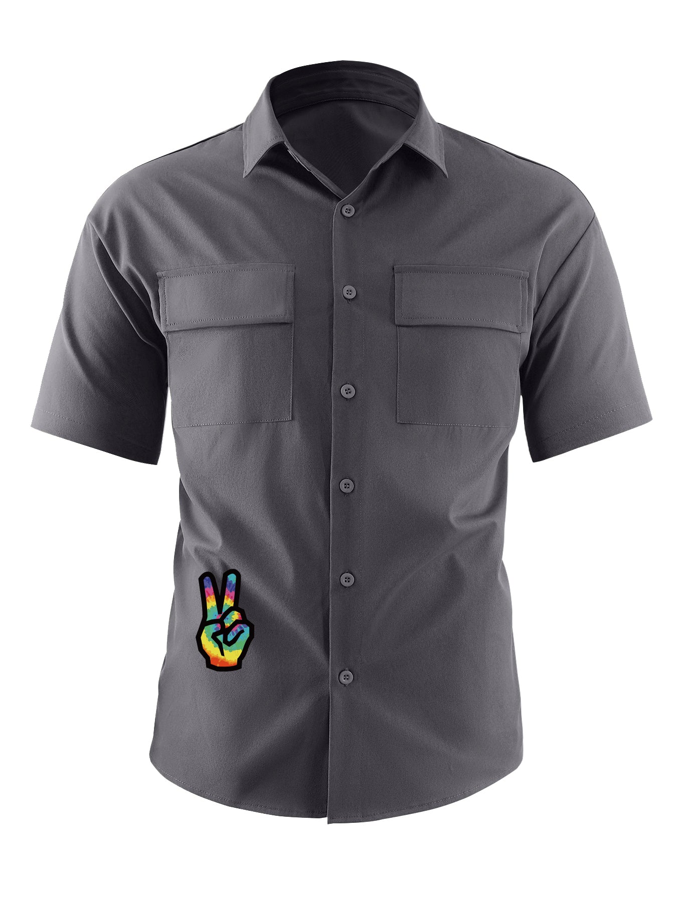 Letter Print Men s Casual Short Sleeve Cargo Shirt
