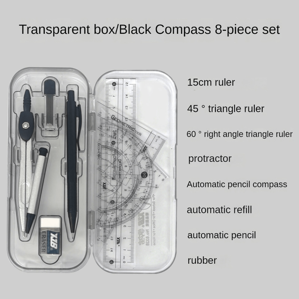 8 Piece Compass Ruler Set for School & Office - Upgrade Your Drawing Skills