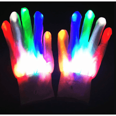 LED Flashing Finger Gloves Hand Bone Luminous Gloves Punk Halloween