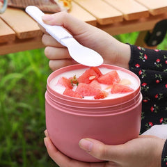 Portable Thermal Lunch Box 600ml Insulated Food Container with Spork