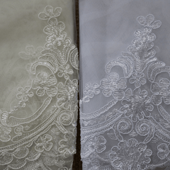Ivory Cathedral Bridal Veil Lace Floral Edge