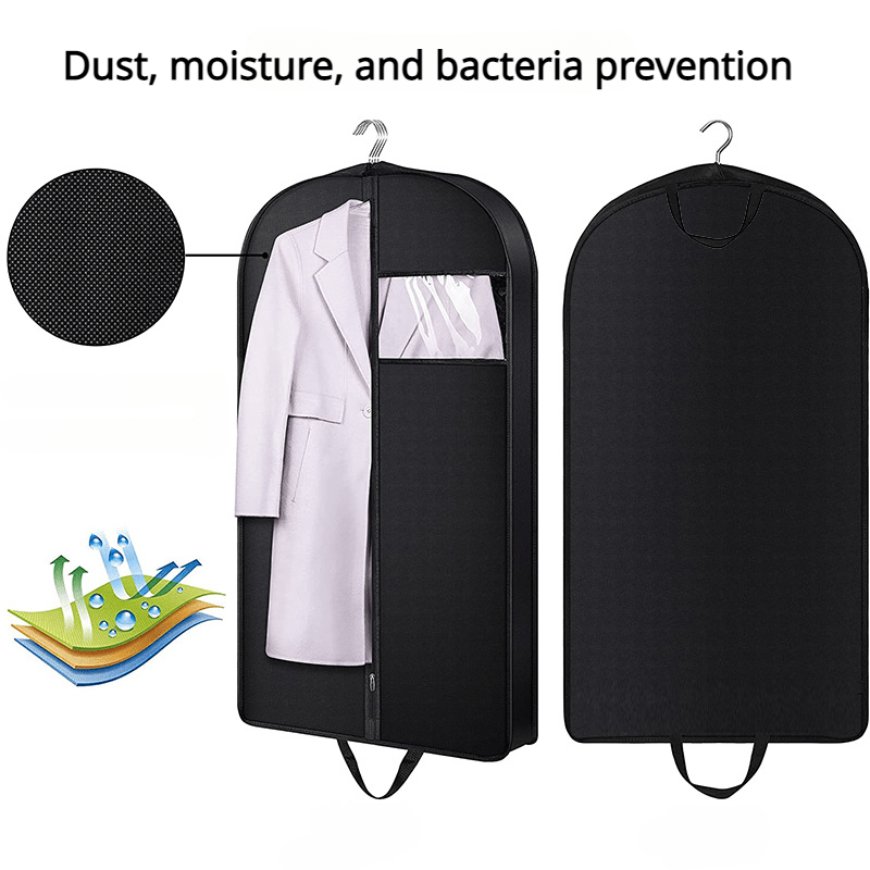 Minimalist Clothes Storage Hanging Bag Solid Zipper Organizer Dustproof Bag