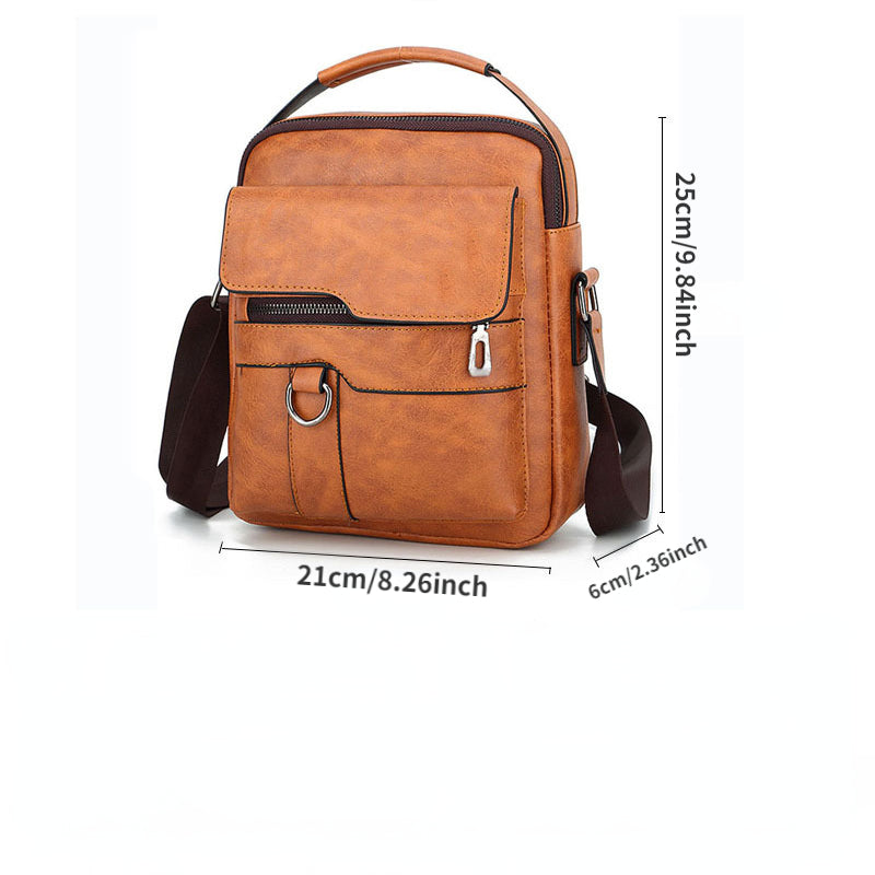 Men's Vintage PU Leather Crossbody Bag Casual Shoulder Bag