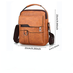 Men's Vintage PU Leather Crossbody Bag Casual Shoulder Bag