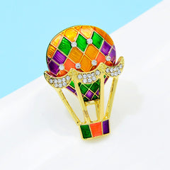 Enamel Hot Air Balloon Brooch Pin Rhinestone Sweater Jewelry
