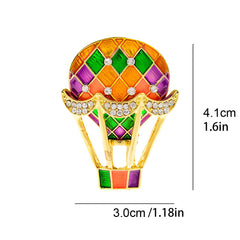 Enamel Hot Air Balloon Brooch Pin Rhinestone Sweater Jewelry