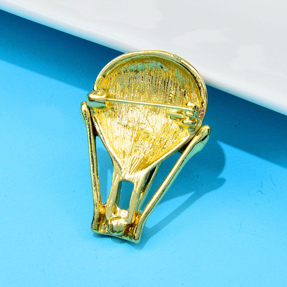 Enamel Hot Air Balloon Brooch Pin Rhinestone Sweater Jewelry