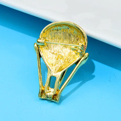 Enamel Hot Air Balloon Brooch Pin Rhinestone Sweater Jewelry