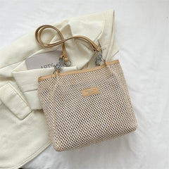 Summer Woven Straw Bag For Women Chain Tote Bag Boho Style Beach Bag