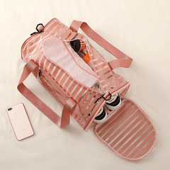 Large Pink Stripe Transparent Wash Bag PVC Handbag Waterproof Travel Storage