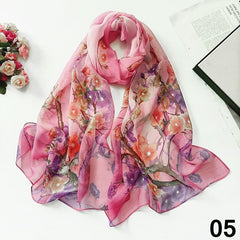 Plum Blossom Print Chiffon Scarf Sunproof Shawl