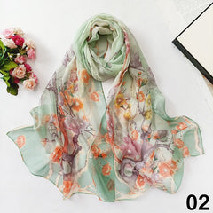 Plum Blossom Print Chiffon Scarf Sunproof Shawl