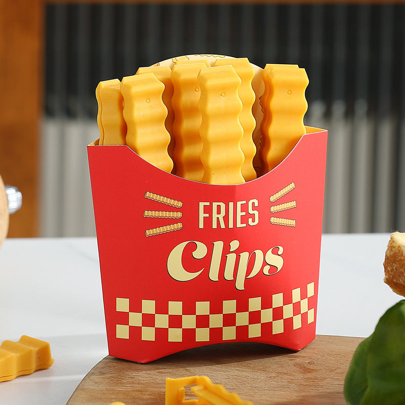 12pcs French Fries Sealing Clip With Storage Box Snack Bag Sealing Clip