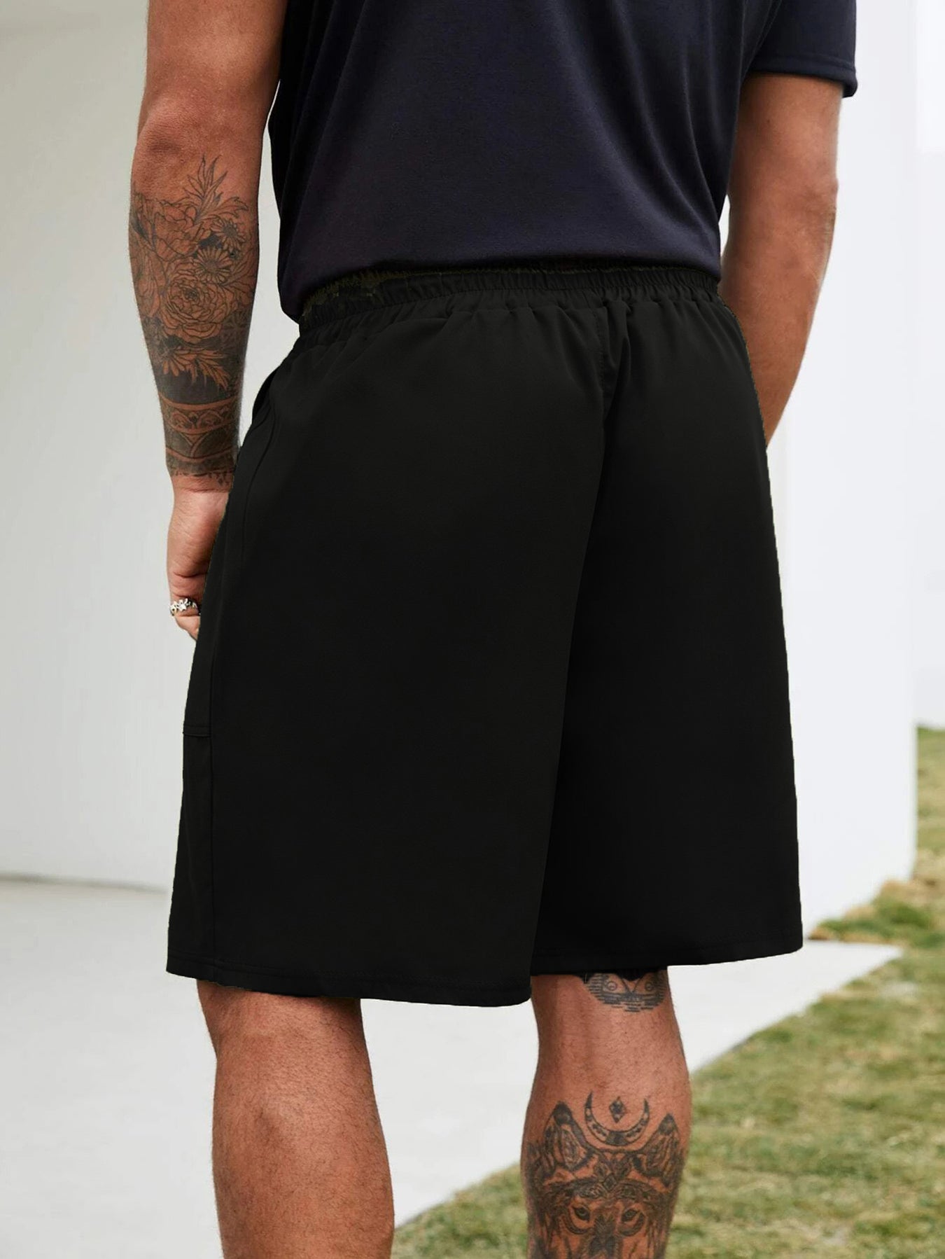 Men's Lightweight Star Cargo Shorts Elastic Waist Bermuda Shorts