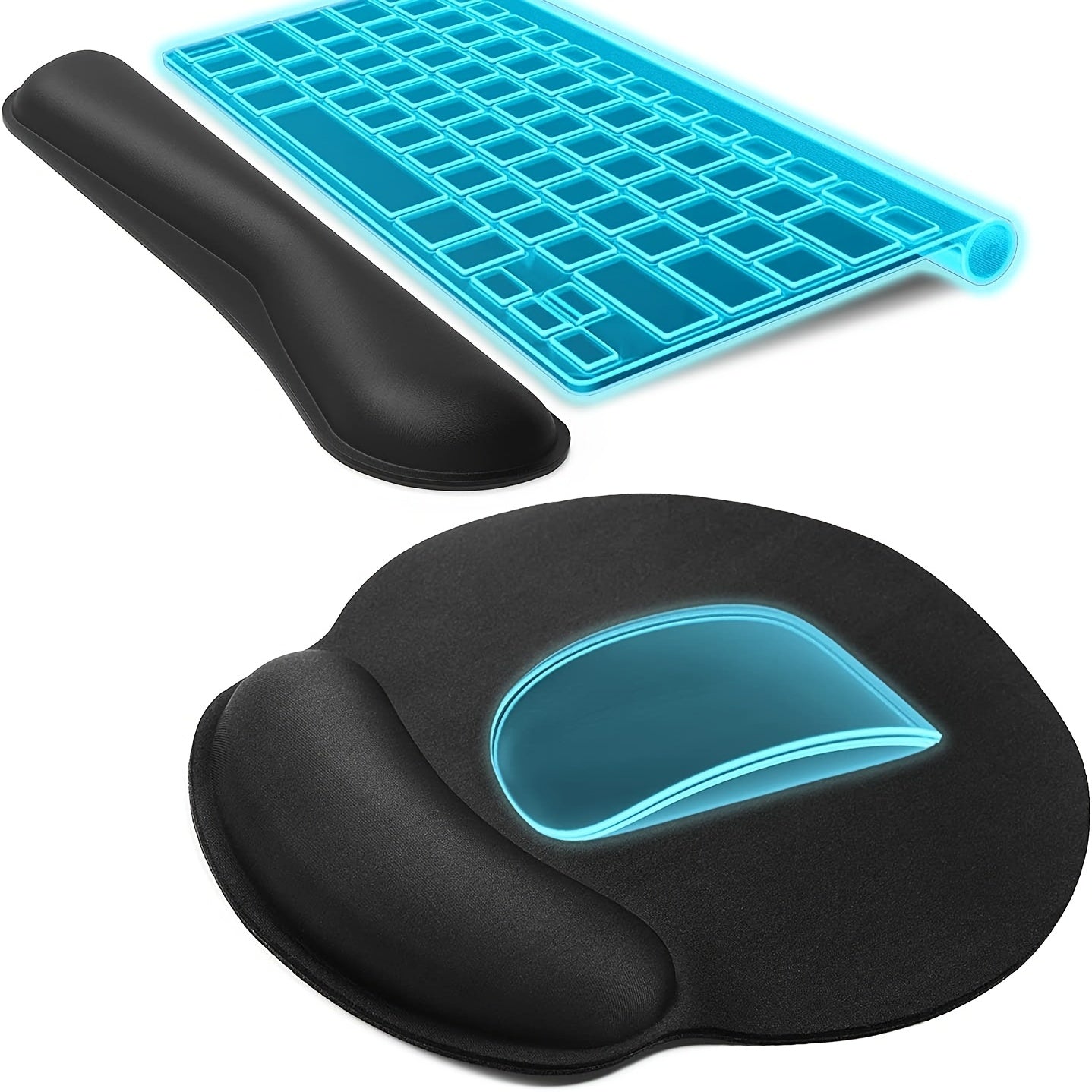 Ergonomic Mouse Pad With Wrist Support and Keyboard Wrist Rest