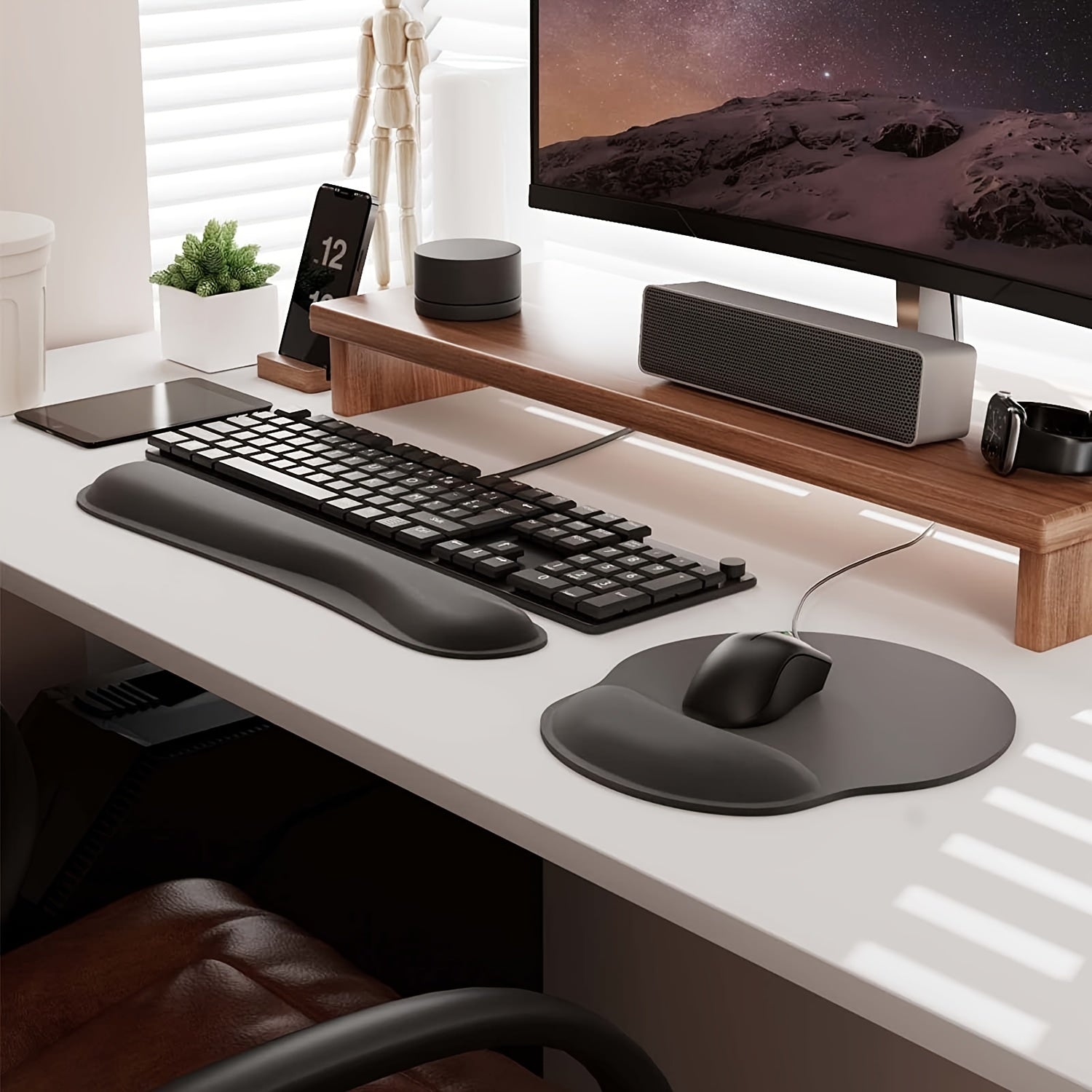 Ergonomic Mouse Pad With Wrist Support and Keyboard Wrist Rest