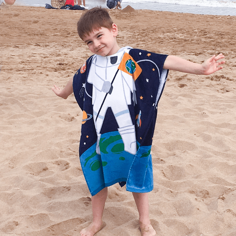 Kids Hooded Poncho Towel for Beach & Pool - Soft Cotton Bathrobe