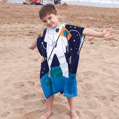 Kids Hooded Poncho Towel for Beach & Pool - Soft Cotton Bathrobe